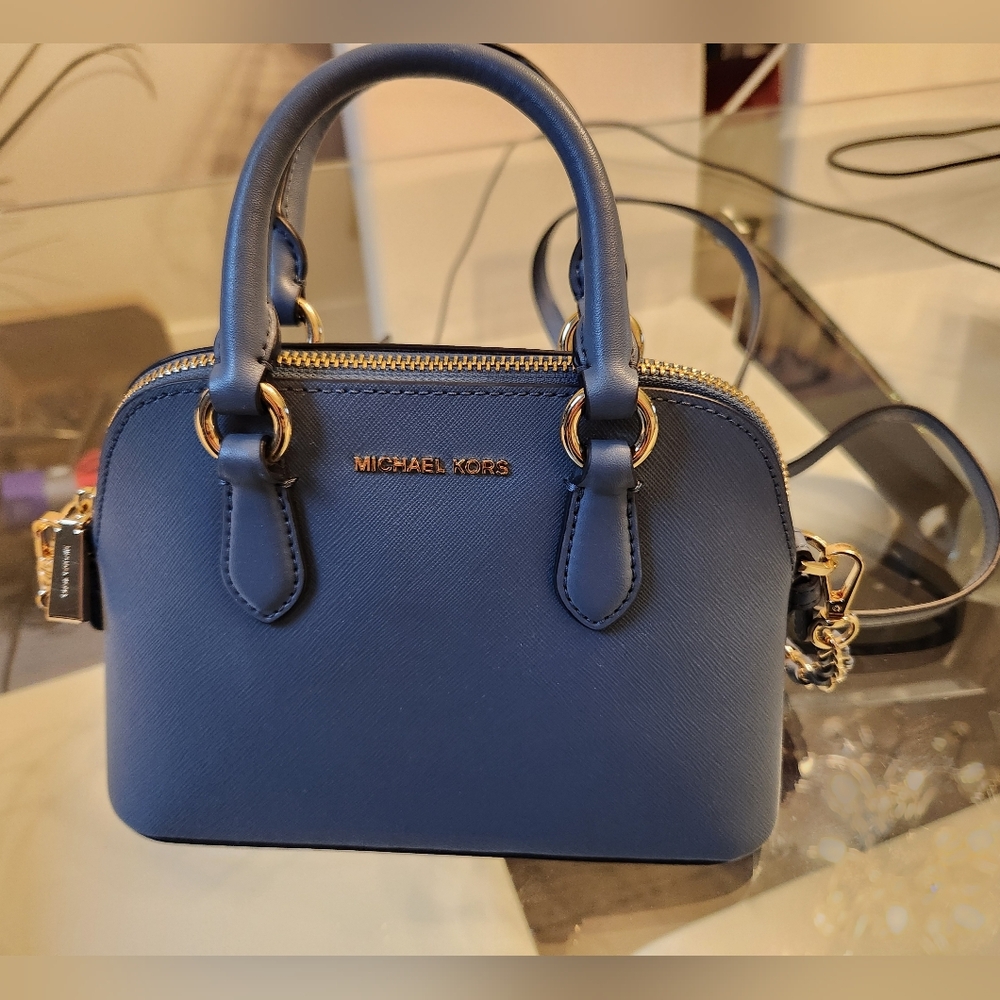 Michael Kors Veronica Extra-Small Saffiano Leather Crossbody Bag, Blue